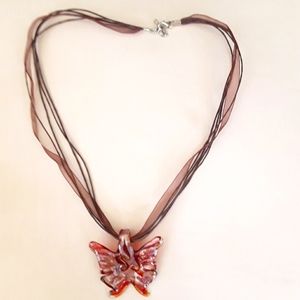 Glass Butterfly Necklace Pendant
